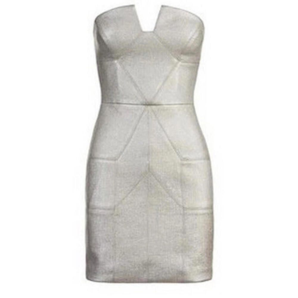Manning Cartell Silver Grey Strapless Mini Dress US-2 XSmall